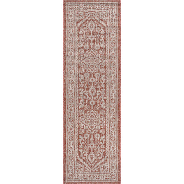 Sinjuri Medallion Textured Weave Indoor/outdoor Runner Rug
